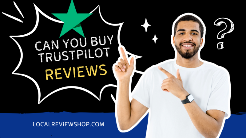 Illustration of a person exchanging money for online reviews, with the Trustpilot logo in the background