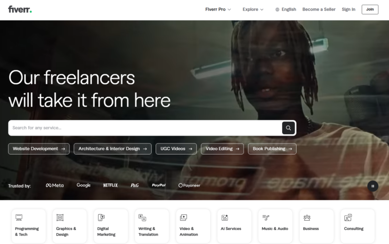 fiverr homepage screenshort